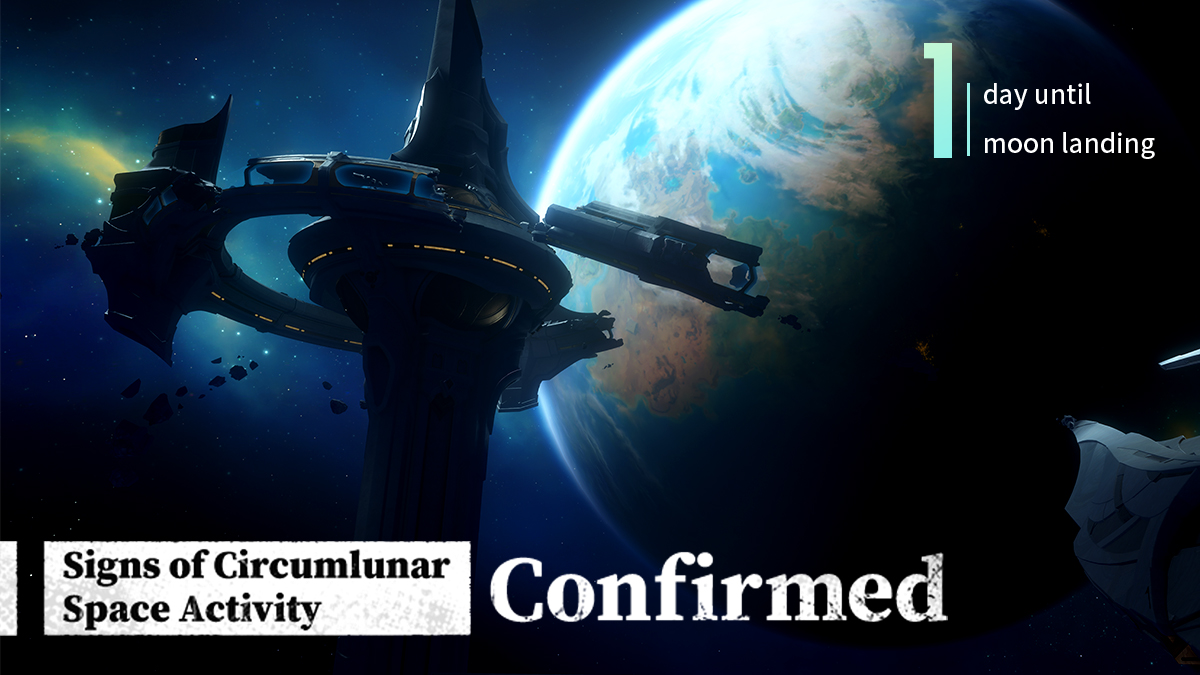 GenshinImpact's tweet photo. Monitoring Log: Space | Signs of Circumlunar Space Activity Confirmed
#GenshinImpact 

Monitoring Log: Space Unlocked... Monitoring radius continues to expand. Construction and activity signs of certain lunar facilities have visibly exceeded beyond the lunar surface.
Monitoring Targets: "Space Lifeform Capture Station" "■■■■"