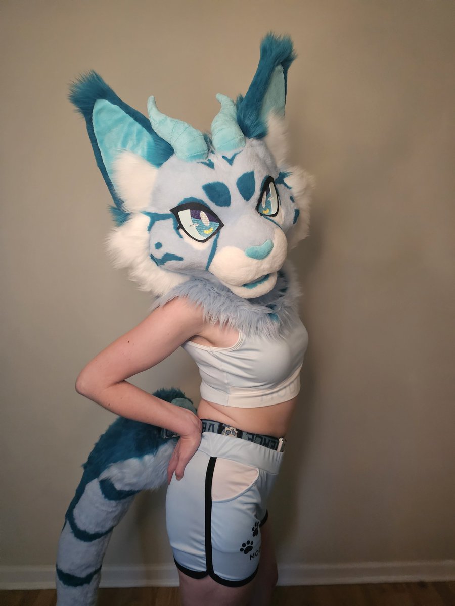 SuedeHybrid's tweet photo. Trend has been all over the fyp and couldn't resist 🩵

Had to hop on the bandwagon

Your bra strap is showing~

What bra strap??

#furry #furrycommunity #fursuit #fursuiting #fursona https://t.co/aItnpe4N4u
