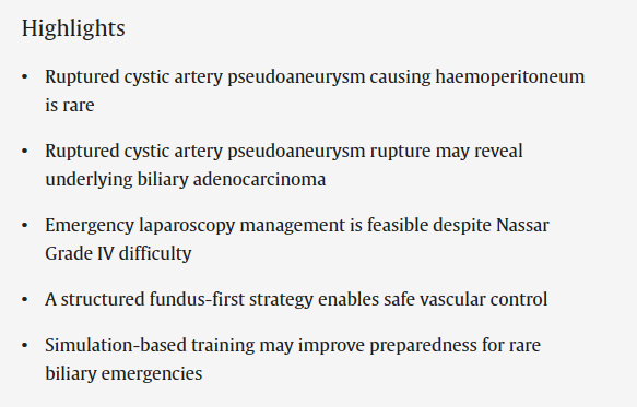 LERS2018's tweet photo. Ruptured cystic artery pseudoaneurysm is a rare and potentially fatal complication. This technical note describes the operative strategy adopted in this scenario and discusses its implications for surgical training.@MarioRGoncalves 

👉https://t.co/nsQ0LPUmJG https://t.co/mEas1tSVOl
