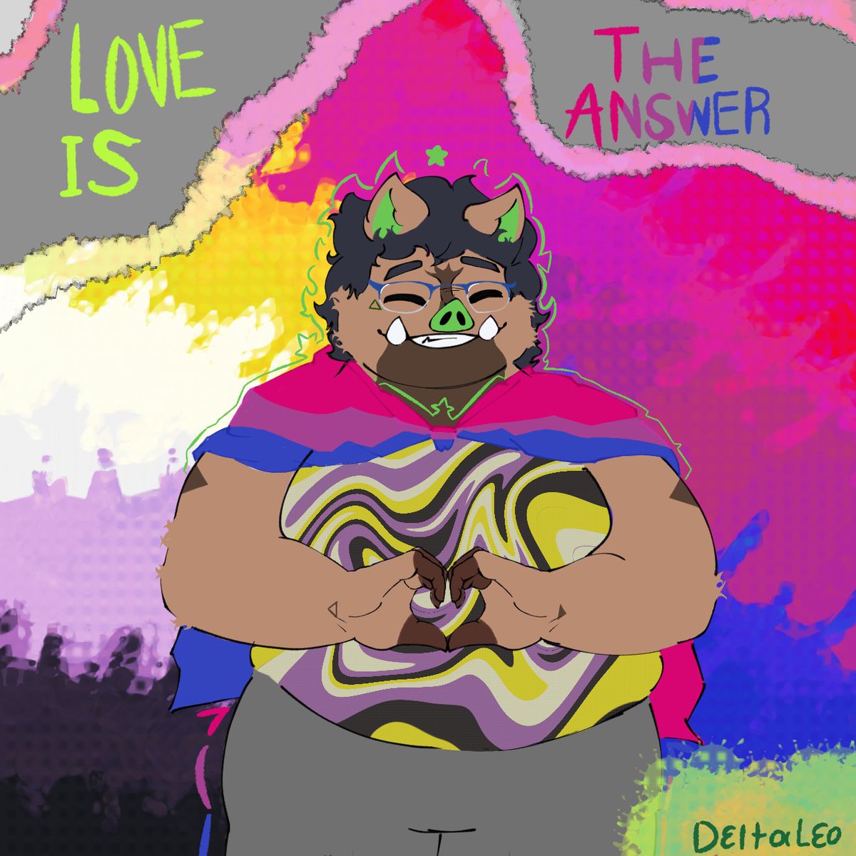 Leo_EVRGRN's tweet photo. LOVE IS THE ANSWER TO IT ALL 

Happy pride, stay strong, whoever and wherever you are, I'm proud of you

#PrideMonth #FurryArt #FurryArtwork #ayudasaquenmedelflopp https://t.co/3e2bQGUMaM