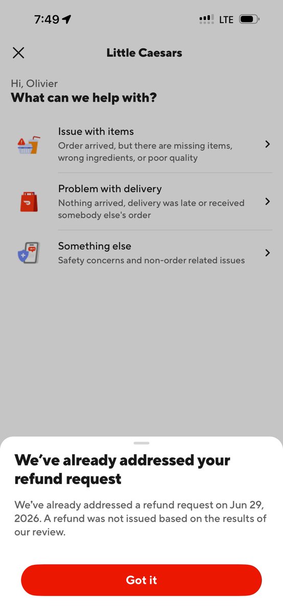 StellarC0rpse's tweet photo. @DoorDash_Help 

Why am I being denied a refund for my missing chicken wings?? Everything else arrived just fine except for the wings! The order was over $100 excluding the tip so I’m a bit heated over this! https://t.co/bpxsLLE3kP