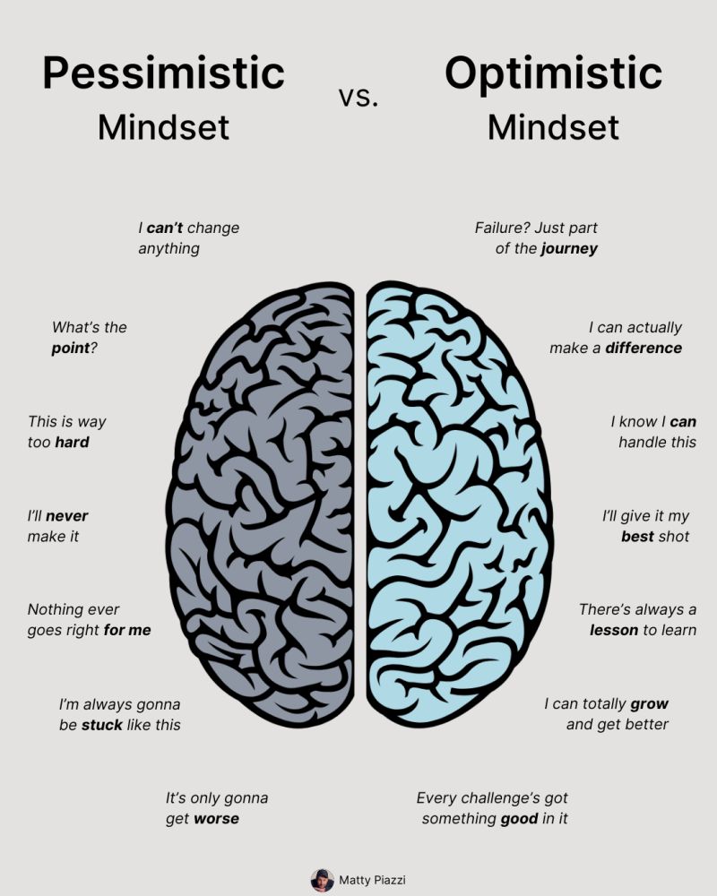 CuriousMindsHub's tweet photo. Pessimistic Mindset vs. Optimisitic Mindset https://t.co/E17lVOVU45