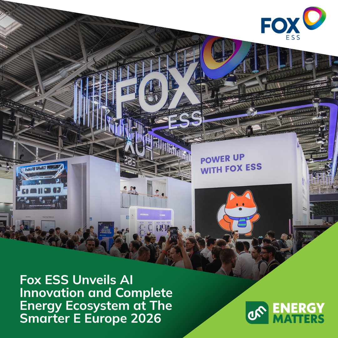 energymattersau's tweet photo. AI-powered displays, next-generation battery storage, smarter EV charging, and one of the world's most comprehensive renewable energy ecosystems.

@Fox_ESS_ made a major impression at The Smarter E Europe 2026, unveiling new residential and commercial energy solutions while showcasing the future of intelligent energy management.

From the high-performance G-Max Plus commercial storage system to the record-breaking PQ3-H3-Ultra residential solution, the latest innovations demonstrate why Fox ESS continues to lead the way in clean energy technology.

Read more about everything Fox ESS revealed in Munich 👉 https://t.co/ps6WqyvrRq