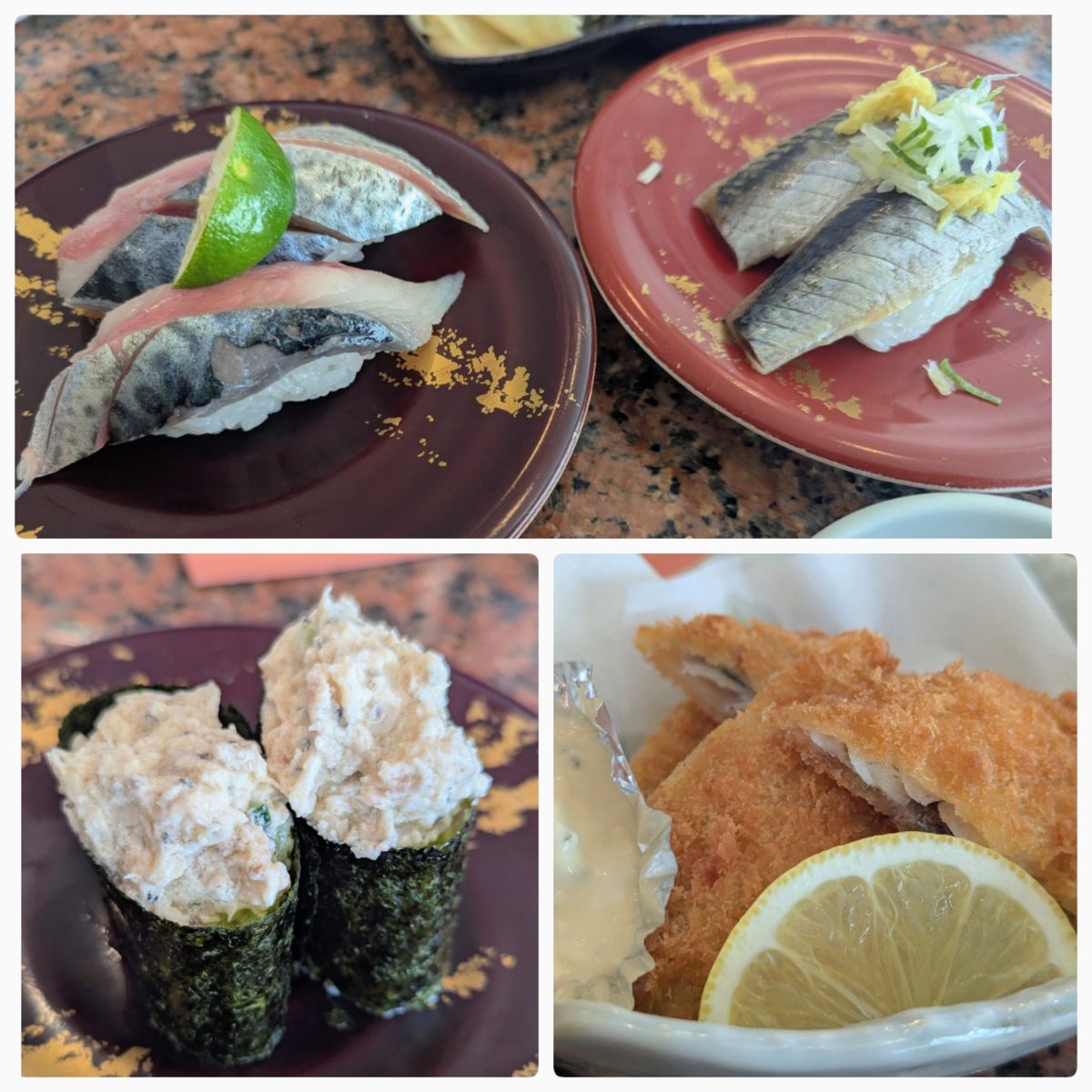 vegaking13's tweet photo. 6/30 昼
千両 (水戸)
千両ランチ (百両)
いわし＋生さば
数量限定商品(ツナマヨ)
アジフライ盛り https://t.co/D5tkMkTYxK