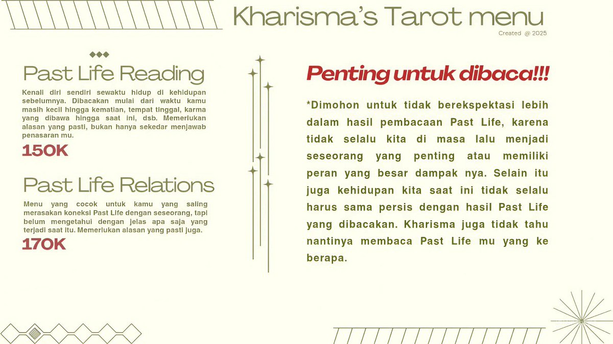 conszquence's tweet photo. Ada kejadian apa aja di hari kemarin? Semoga hari ini dan seterusnya bisa diberikan banyak kelancaran untuk semua aspek hidup kalian, ya. Siakan kalau mau tanya-tanya atau curhat sama jasa baca tarot nya Kharisma supaya pikiran dan perasaannya lebih baik, ya 💚

#bealanja https://t.co/FfZkHDZmYy