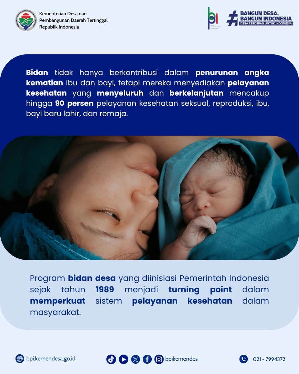 bpikemendes's tweet photo. Mari kita hargai dan dukung Bidan Desa!
Coba Sobat BPI Tag Bidan Desa yang kamu kenal di komentar dan bagikan cerita positif mereka. Bersama kita wujudkan desa yang sehat dan sejahtera!
#BidanDesa #KesehatanDesa #SelamatkanIbuDanAnak #BangunDesaBangunIndonesia #KemendesPDT https://t.co/0q1vIBR9uD
