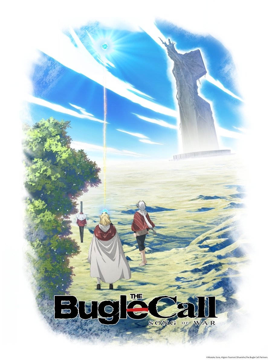 BugleCall_anime's tweet photo. ◎──○──○──○──○──○──○──○──○

　　　　　　　　　TV Anime
　　　　　　  　『The Bugle Call』
  　　　　　　　  Coming 2027!

　　◎──○──○──○──○──○──○──○──📣

Based on the comic "The Bugle Call: Song of War"
 by Mozuku Sora, Higoro Toumori originally serialized in "JUMP SQUARE" published by SHUEISHA Inc.

Director：Shinya Watada
Series Composition：Michihiro Tsuchiya
Character Design：Michinori Chiba
Action Animator：Hiroshi Arisawa
Concept Design：Kanetake Ebikawa 
Prop Design：Takayuki Yanase 
Music：Hitomi Koto
3DCG：SHIROGUMI INC.
Animation Production：CA Soa

Official site
https://t.co/3QDcHiMvUz

#戦奏教室 #TheBugleCall