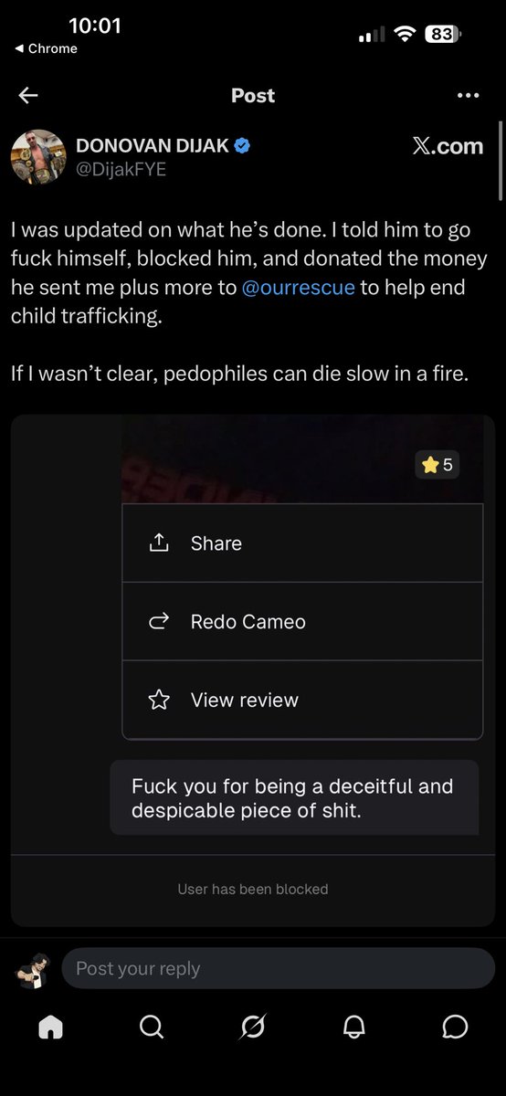 DocDestery's tweet photo. @nova_gage51239 @NovineLeaks Hey @nova_gage51239, I bet you’re still salty that your favorite wrestler, Dijak, blocked you and called you a pedophile. So I wouldn’t be talking about someone else being salty. https://t.co/4csXocTCZl