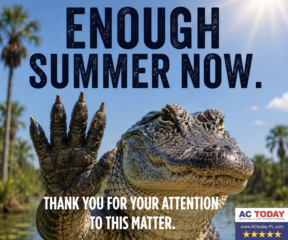 JohnHud50470512's tweet photo. July heat is no joke! Don’t risk a break-down. During the hottest months, you need to call AC Today, not tomorrow, to keep your system in ship-shape! 941-751-2642.
#ACToday #5StarService #SummerHeat #FloridaAlligators https://t.co/4znaGKMk5q