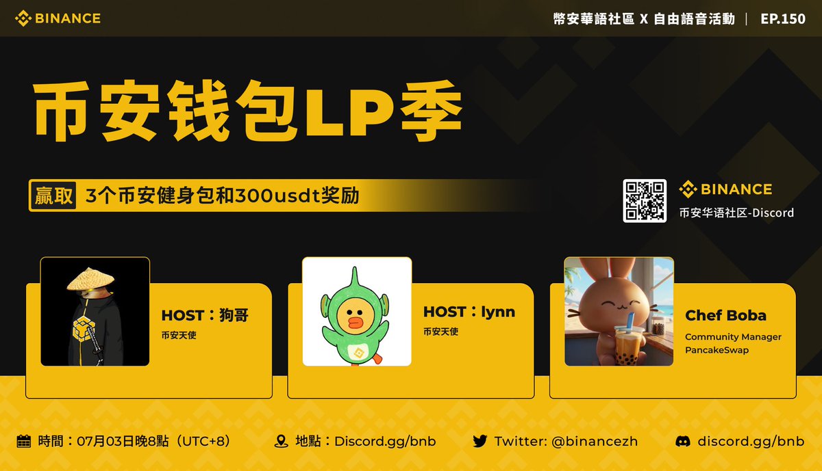 Cheemsfund's tweet photo. #币安 华语社区Discord 自由语音 EP 150👾

🙋聊聊币安钱包最新动态

🧑‍🏫特邀@PancakeSwapzh的嘉宾做客直播解析

7月3日晚20:00（UTC+8）

一键三连，抽3个币安球衣
另外评论区中会有被选中的问题瓜分100U https://t.co/mC03i0IerT