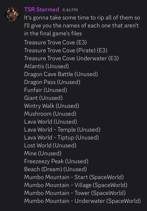 TSRStormed's tweet photo. Here are all the unused tracks that were scrubbed out of the N64 version's ROM. Planning on releasing all of these on my YT channel. https://t.co/eJEZ2Ck99J