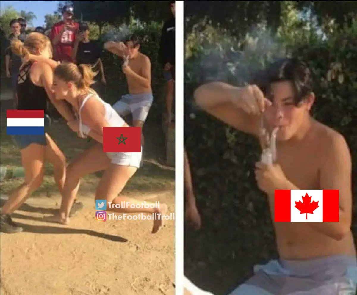 TrollFootball's tweet photo. Canada watching Morocco vs Netherlands go into extra time https://t.co/BL392BBPpg