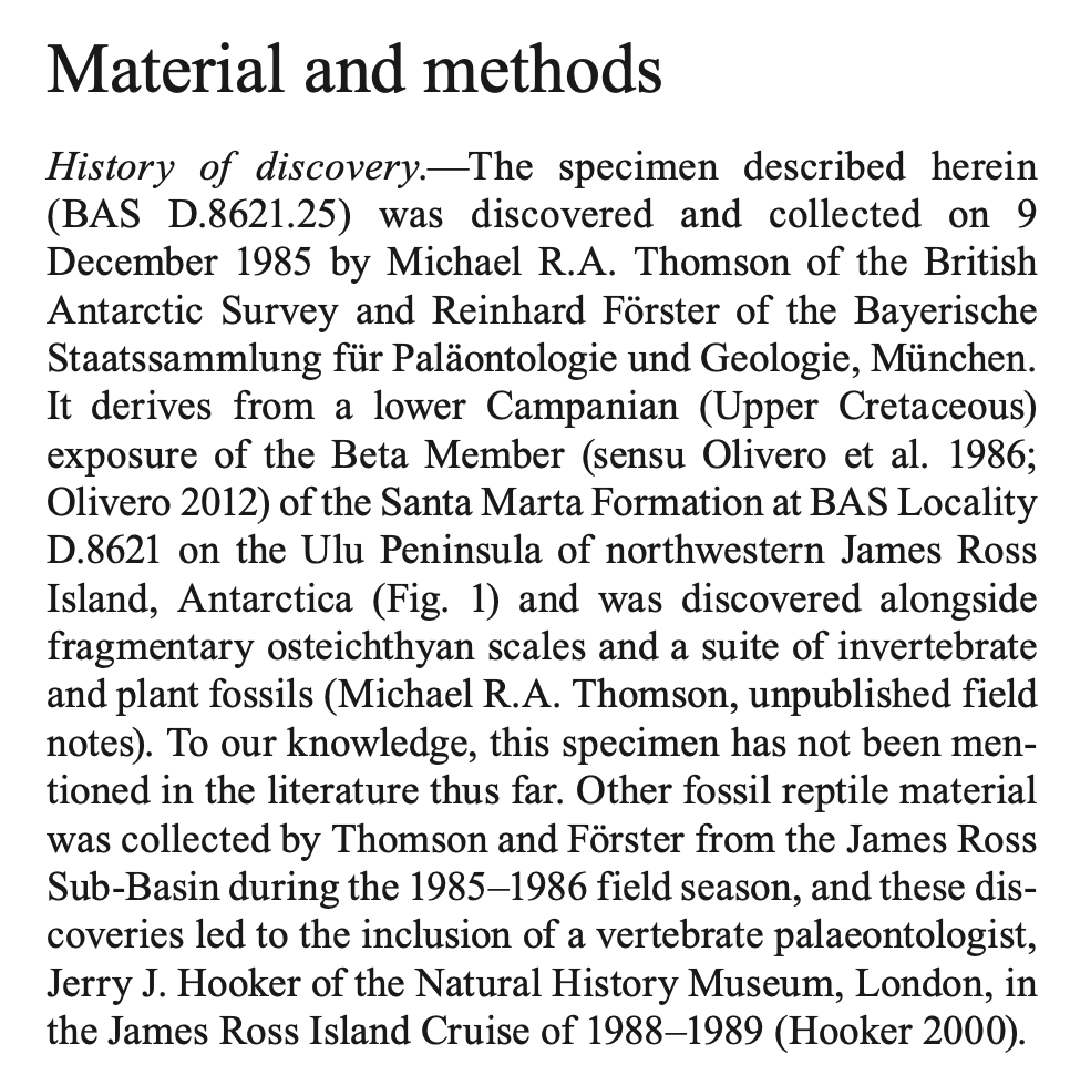omegafreelancer's tweet photo. STOP, DEXERTO IS CORRECT

The fossil was found in 1985! A year before Antarctopelta was discovered, and an entire decade before Crylophosaurus was even named! https://t.co/MQOpKhdRlS