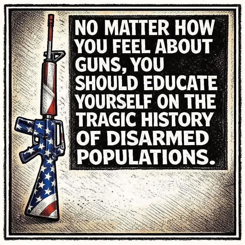 Big_rich1987's tweet photo. When a government disarmed their citizenry, it never ends well. They will end up imprisoning and/or killing you. No if, and, or buts about it. It never ends well.  

Current examples - see Britain, Germany, Ireland, and Australia.

Overthrown conquered Authoritarianism happening in real time.