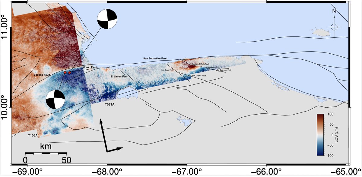 RuMiGGonz's tweet photo. Missing the fault motion of Tacagua fault on slip modeling? This unwrapped ifg from ascending trajectory of S1 shows surface deformation associated to the Tacagua-Avila fault in Caracas. #USGS #Venezuela #Sentinel #earthquake #NISAR https://t.co/0LptWPWNZt