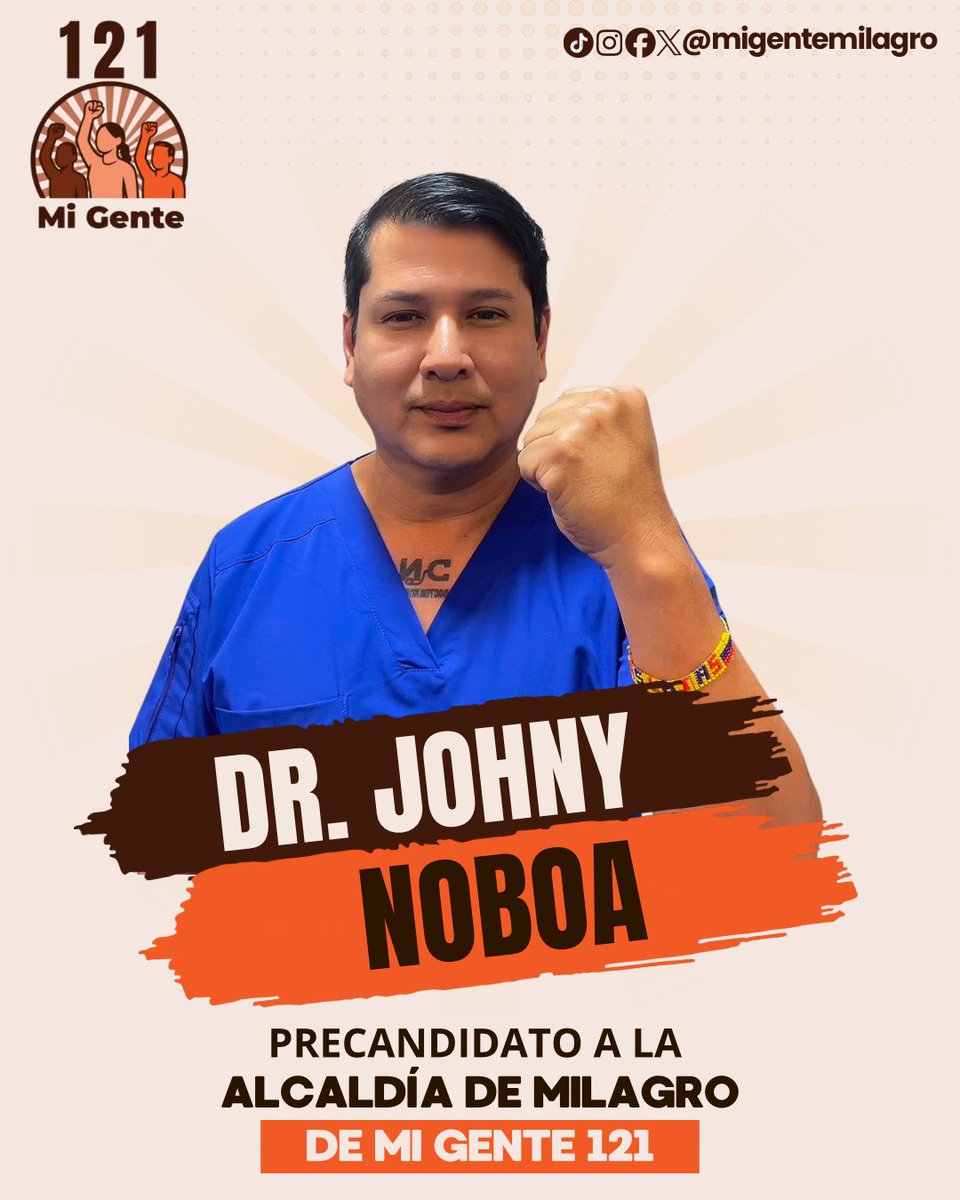 migentemilagro's tweet photo. Con compromiso, trabajo y cercanía con la gente, seguimos construyendo el Milagro que todos soñamos. 🤎🧡
Presentamos al Dr. Johny Noboa, precandidato a la Alcaldía de Milagro por MI GENTE 121.
Juntos seguimos avanzando con la fuerza de la gente. 🙌
#MiGente121 #milagro https://t.co/j7LGvScoEm