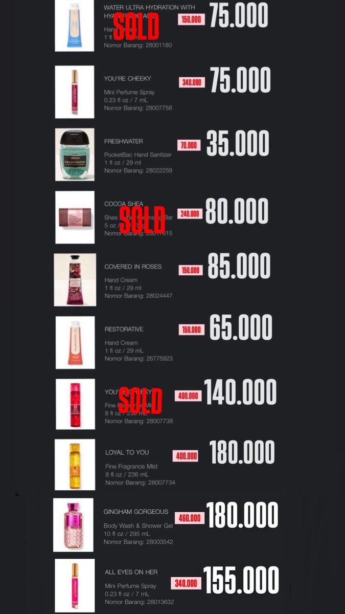 jajandipiu's tweet photo. Stock Update

Bath &amp; Body Works Sale

1pcs Hand Sanitizer 
1pcs mini edp perfume spray
1pcs body wash
2pcs hand cream
2pcs fragrance body mist

.jastip bbw original authentic wtb rekomen sabun murah parfume https://t.co/yXEkluIBxE