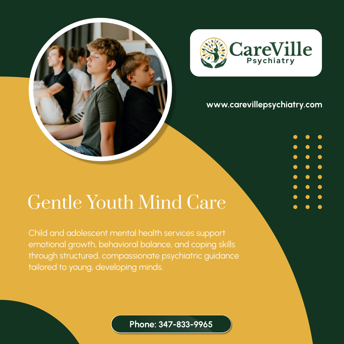 CareVillePsych's tweet photo. π± Early support shapes stronger emotional foundations for children and teens. CareVille Psychiatry provides compassionate guidance tailored to developmental needs. π€ Reach out today for supportive care.
#FairfieldCT #BehavioralHealthCare #ChildMentalHealth https://t.co/8UVFH75U8J
