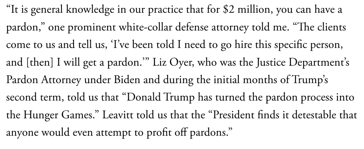 YAppelbaum's tweet photo. “It is general knowledge in our practice that for $2 million, you can have a pardon,” one prominent white-collar defense attorney tells @S_Fitzpatrick and @michaelscherer https://t.co/BPmAga3NXY