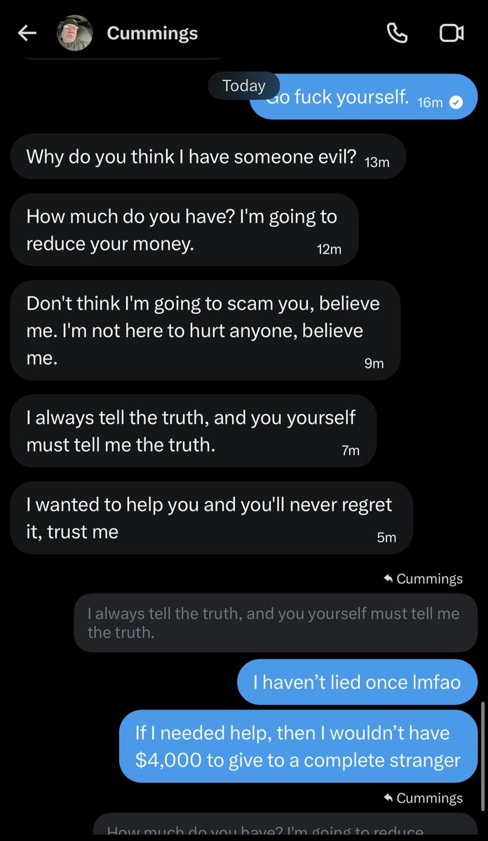 Hayleewarsham's tweet photo. @BigMdn17389 He’s a dumbass scammer. Bitch really said “I’m gonna reduce your money, but I’m not a scammer” 😂😂😂 https://t.co/bHejV1ANMp
