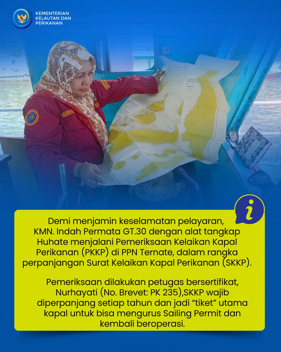 PPNternate's tweet photo. Perpanjang SKKP, KMN. Indah Permata Jalani Uji Kelaikan di PPN Ternate sebagai Syarat Wajib Sebelum Kembali Melaut. https://t.co/T5QaKhvu5V