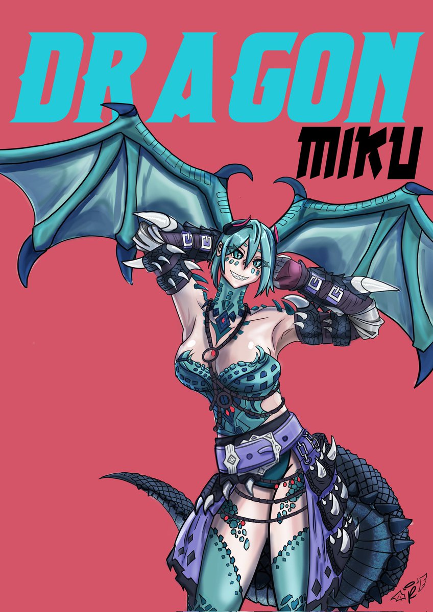 Tenshi_Ren's tweet photo. Dragon Miku 🐲 

#fanart #Miku #Illustratation #初音ミク https://t.co/H8HBz0CuMn