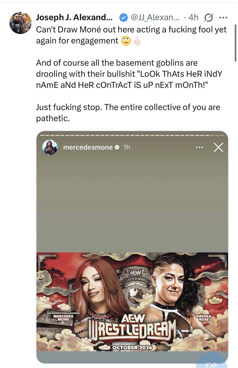 AlreadyNtheRing's tweet photo. Thee are real adults. He called someone else a basement goblin. 😂😂😂

#wwe #aew #wweraw https://t.co/7cG9gGpSfJ