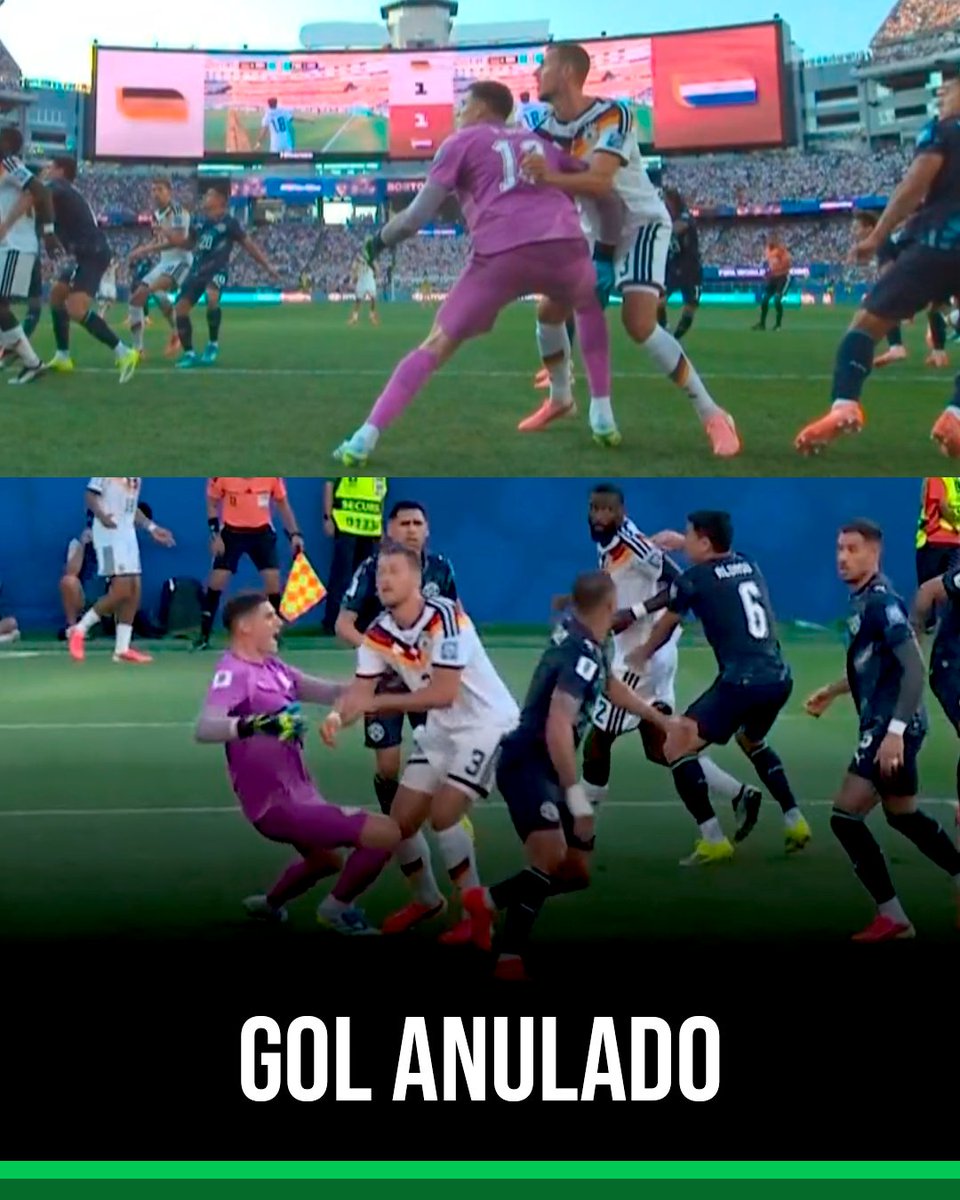 botingol's tweet photo. ❌Alemania ponía las cosas 2-1 ante Paraguay al cierre del primer tiempo del suplementario, pero el VAR el árbitro lo anularon por falta al arquero Gil...¿Estás de acuerdo? https://t.co/vScZi2wqHf