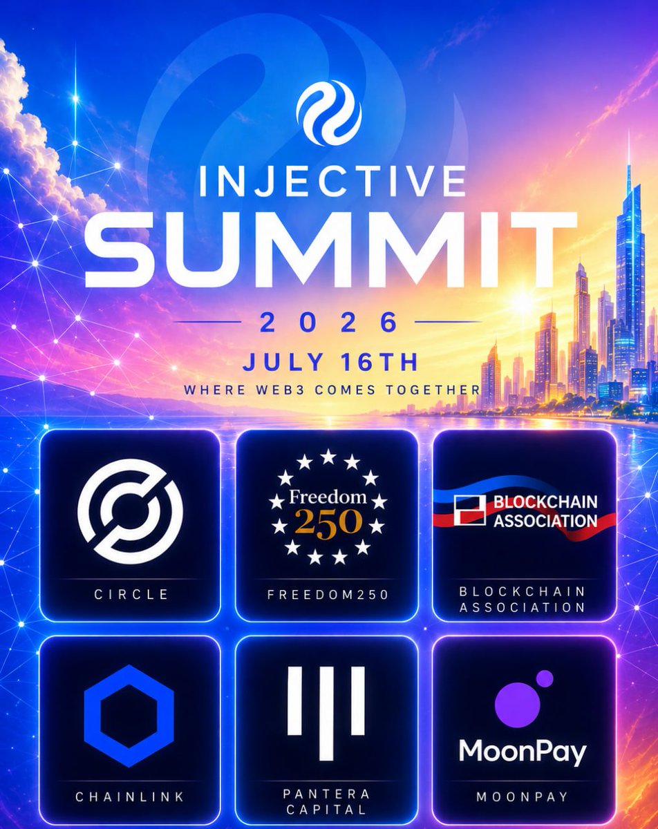 0xAganin's tweet photo. Imagine a room where stablecoin giants, policy makers, oracle networks, venture legends & payment innovators all sit at the same table.

That's the @injective Summit‼️

Here's who's confirmed so far 👇:

✅ @circle : The backbone of digital dollars and stablecoin infrastructure
✅ @Freedom250 : Champions of financial freedom.
✅ @BlockchainAssn : The voice of blockchain on Capitol Hill.
✅ @Chainlink : The industry's most trusted oracle network.
✅ @PanteraCapital : One of crypto's most iconic venture funds.
✅ @moonpay : The world's leading crypto payment gateway.

The ecosystem is aligning like never before, and we're just getting started!! 
I'm genuinely thrilled!

Are YOU going to be there?😋😎😎

Don't forget that you can register to attend or follow the livestream here: 
https://t.co/rWoA8TSIF9