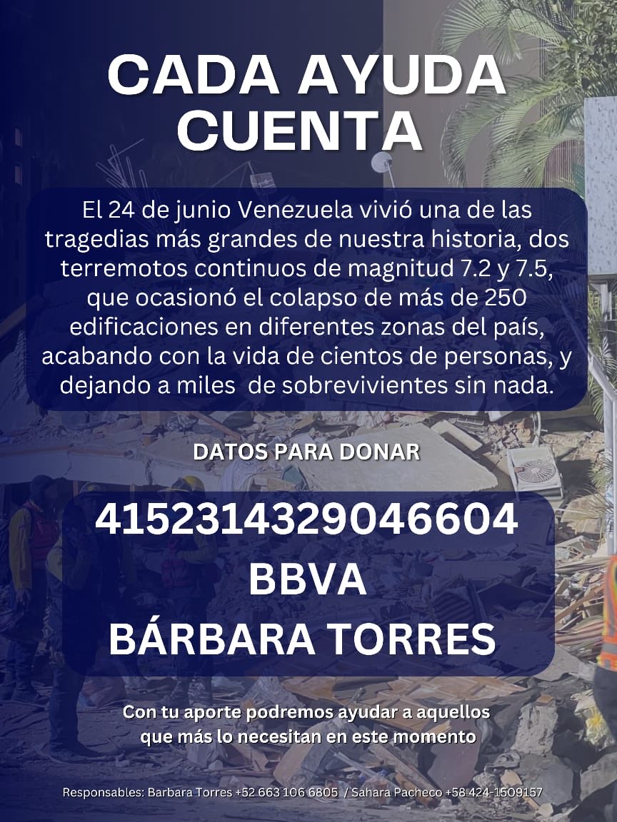 CarnsNation's tweet photo. Carnscats, como ya saben, en Venezuela están viviendo una situación muy fuerte debido a los terremotos ocurridos el 24 de junio, muchas personas perdieron la vida, otras lograron ser rescatadas pero lo perdieron todo, y muchas otras tuvieron que evacuar sus hogares por fallas - https://t.co/OPk0EMZIy5