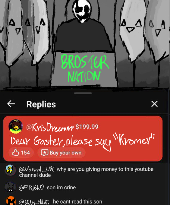 squiblererpawn's tweet photo. i remembered that one funny please say bitcoin image so i drew it but deltarune idk im bored #deltarune https://t.co/RxK0iBrMpM