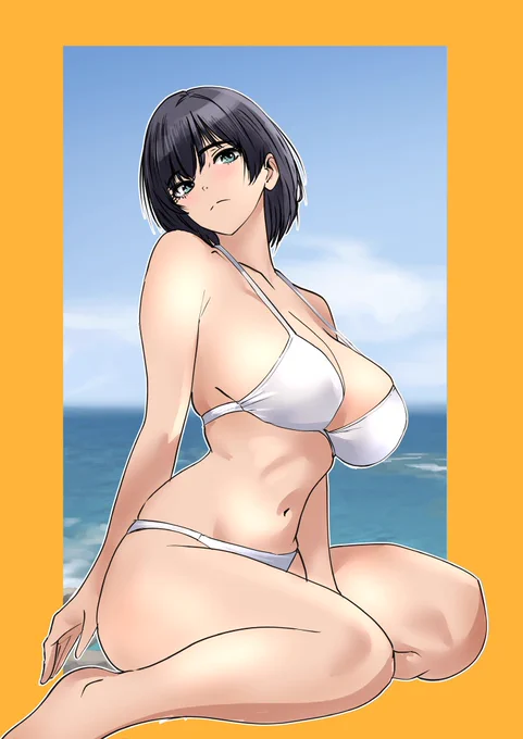 太眉っ娘のママさんビキニ おはようございます╰(*'︶`*)╯ 圧倒的なボリュームで六月を締め括ります。 雨ばっかだけど、涼しいからいい #太眉っ娘 #CLIPSTUDIO #ビキニ