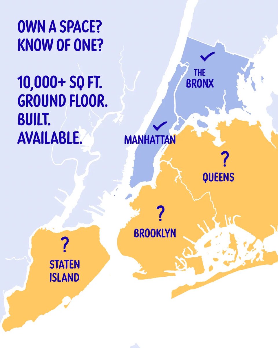 NYCMayor's tweet photo. NYC is opening city grocery stores in every borough — and we need the right spaces to make it happen.

If you own or know of a site in Brooklyn, Queens, or Staten Island, submit to the NYC Groceries Sites Portal by June 30: https://t.co/ovcyLePA9P https://t.co/2D1xUs3NW9