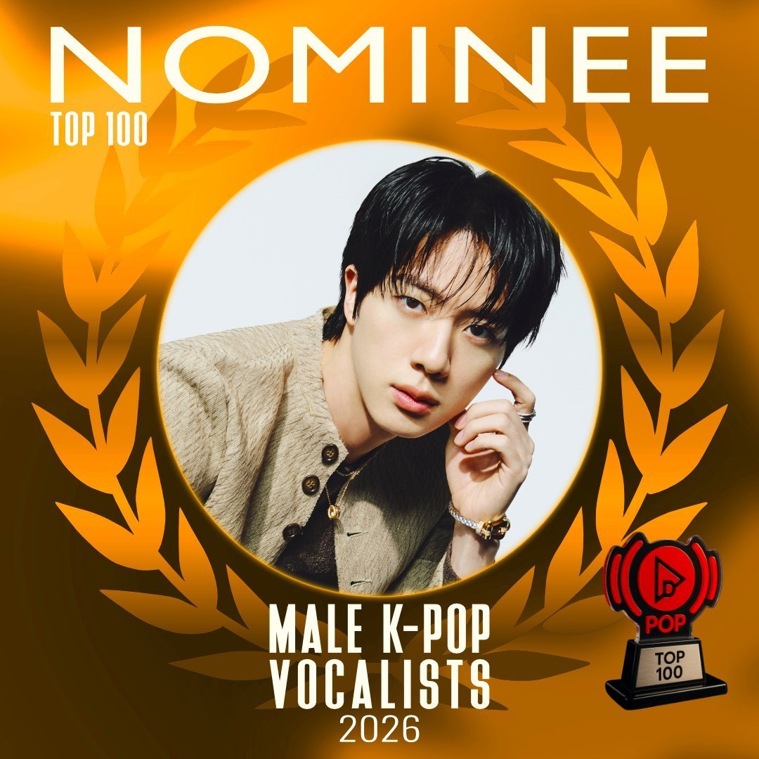 TOP100KPOP's tweet photo. JIN (BTS) is nominated for Best Vocalist Award 🏆

🚨 LAST DAYS TO VOTE!!!
👉 VOTE: https://t.co/ELLZdRzG4e https://t.co/rHFar40xbd
