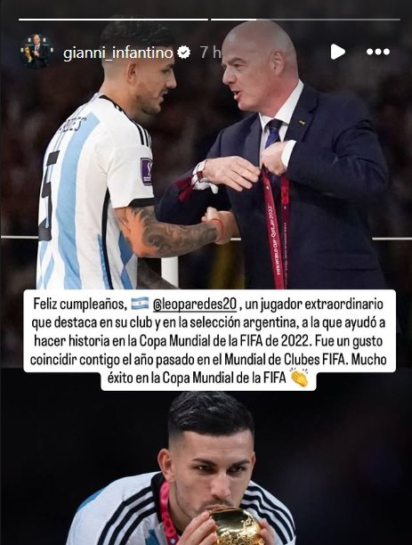 TouchmineX's tweet photo. 🚨📸 Gianni Infantino wishing Leo Paredes his birthday! 🎉

Never seen him do this with any other Nation players though! 🤔❌ https://t.co/v9bSU1JrdM