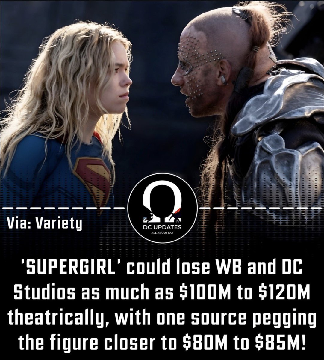 valiado69's tweet photo. Entre los $100M que perdió SS (Forbes) y los $100-120M que perdería Supergirl (Variety, que miente siempre; serán 200), estos pájaros ya van camino de generar $300M en pérdidas para DC Studios. Lo verdaderamente subrealista es que sigan aun en el cargo y con gente aplaudiéndolos. https://t.co/1qd5F21sSf