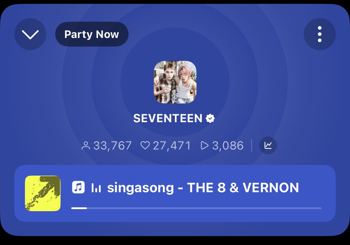 svtbillboard's tweet photo. CARATS, THE V8 Listening Party IS LIVE NOW! 🚘🎧

Come join us, turn your volume all the way up, &amp; let's enjoy every track together! 💙 

Let's fill the chat with love and show THE8 &amp; VERNON the power of CARATs.

https://t.co/7on7HSK35J

#V8
#THE8 #디에잇
#VERNON #버논
#singasong https://t.co/0nFXx3JwEW