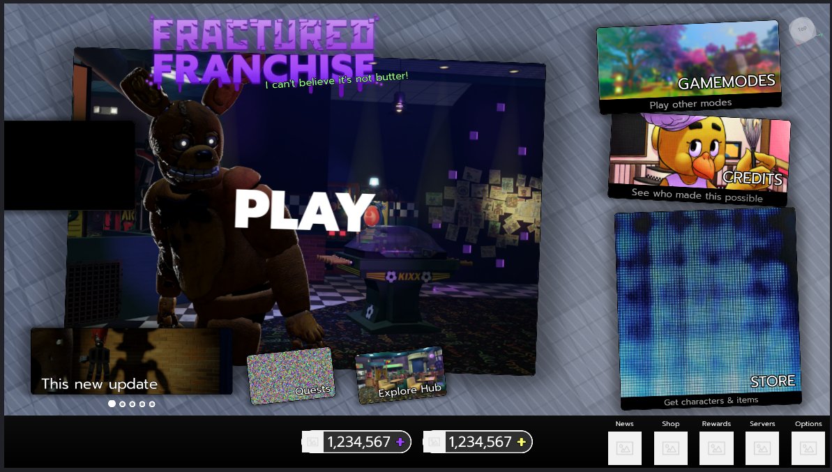 GatorGamesOLD's tweet photo. new main menu #FracturedFranchise #FFRewrite #RobloxDev https://t.co/qzafUwQD0K