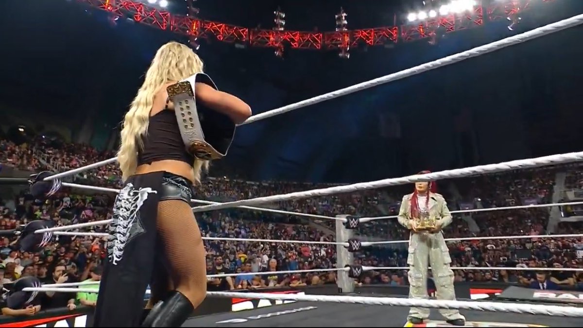 WrestlePurists's tweet photo. “I took everything from Rhea Ripley and she hasn’t been the same since. So I promise at SummerSlam, I am going to absolutely destroy you and remain the greatest Women’s World Champion of alllllllllllllll time.”

- Liv Morgan to Iyo Sky

#WWERAW https://t.co/udOU97QWeZ