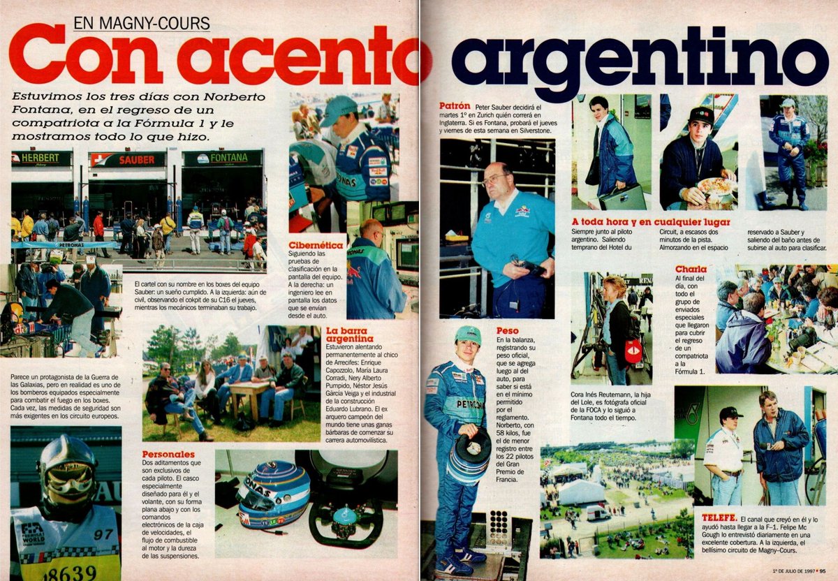 PatoG82's tweet photo. 📓 Nota de revista El Gráfico 🏁

#NorbertoFontana #Fontanita #Formula1 #Formel1 #SauberF1 #GPdeFrancia #FranceGP #MichaelSchumacher #RevistaCorsa #CunadeCampeones #ArrecifesArgentina #RevistaElGrafico https://t.co/h6fW0Pt5pH