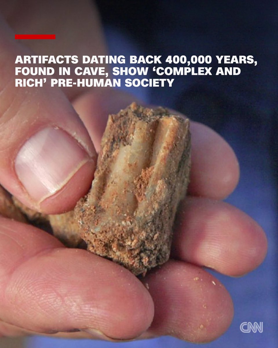 CNN's tweet photo. Archaeologists in Israel have discovered a cave used by pre-Neanderthal human-like creatures who lived as long as 400,000 years ago, making it one of only a handful of sites from the little-known period accessible to scientists. https://t.co/lm7NASjsub https://t.co/A9MhtHbWly