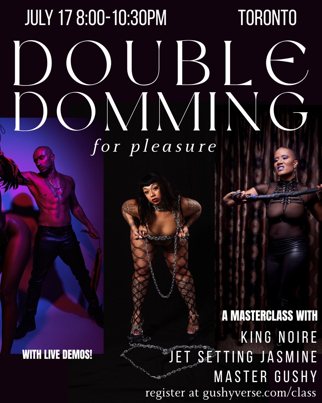 TORONTO, Canada 🇨🇦⛓️ 7/17/26 Double Domming for Pleasure Masterclass w/ @kingnoire @jetsetjasmine @gushy_irl Register NOW!!! https://t.co/JX3MKFzQ4M https://t.co/vxF2mJiUxP