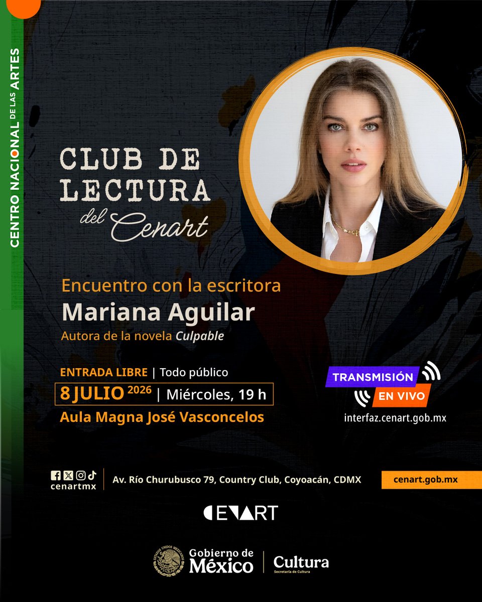 cenartmx's tweet photo. Mariana Aguilar es una abogada, apasionada por la lectura, que quería escribir. Ven a conocerla en el Club de lectura del Cenart. https://t.co/gZYc7axWih