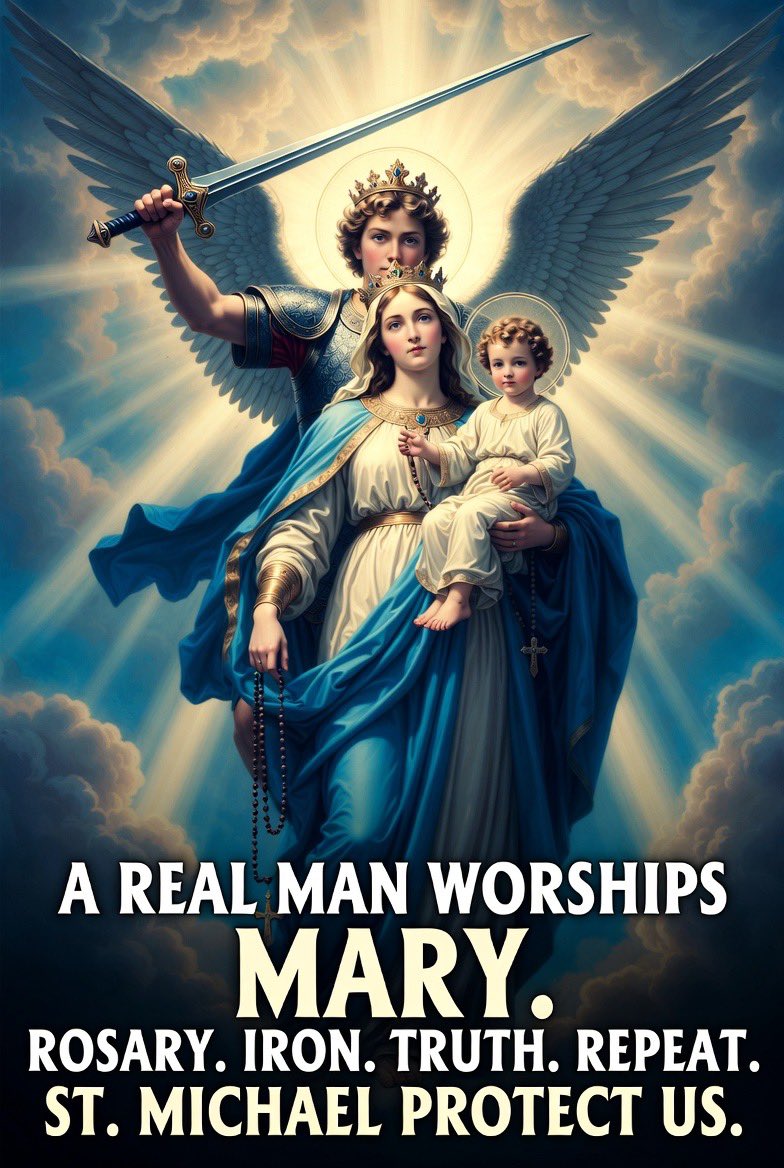 TimeAndEmpire's tweet photo. A real man worships Mary.
Rosary prayed. Sins crushed. Steel sharp.
Rosary. Iron. Truth. Repeat.
St. Michael protect us.
#BeAMan #PrayTheRosary #CatholicPride #FearGod
@catholicprncess @WordOnFire @Isabelletkrause @Catholic_bro https://t.co/vuFeMUlZr5