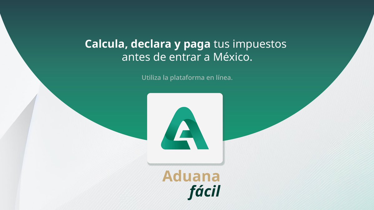 AduanasMx's tweet photo. ¿Viajas a México? 

Anticipa tu trámite con #AduanaFácil y realiza tu declaración antes de tu llegada para hacer más ágil tu ingreso al país. https://t.co/boUKsVfkTE https://t.co/gZA0bqZYYy