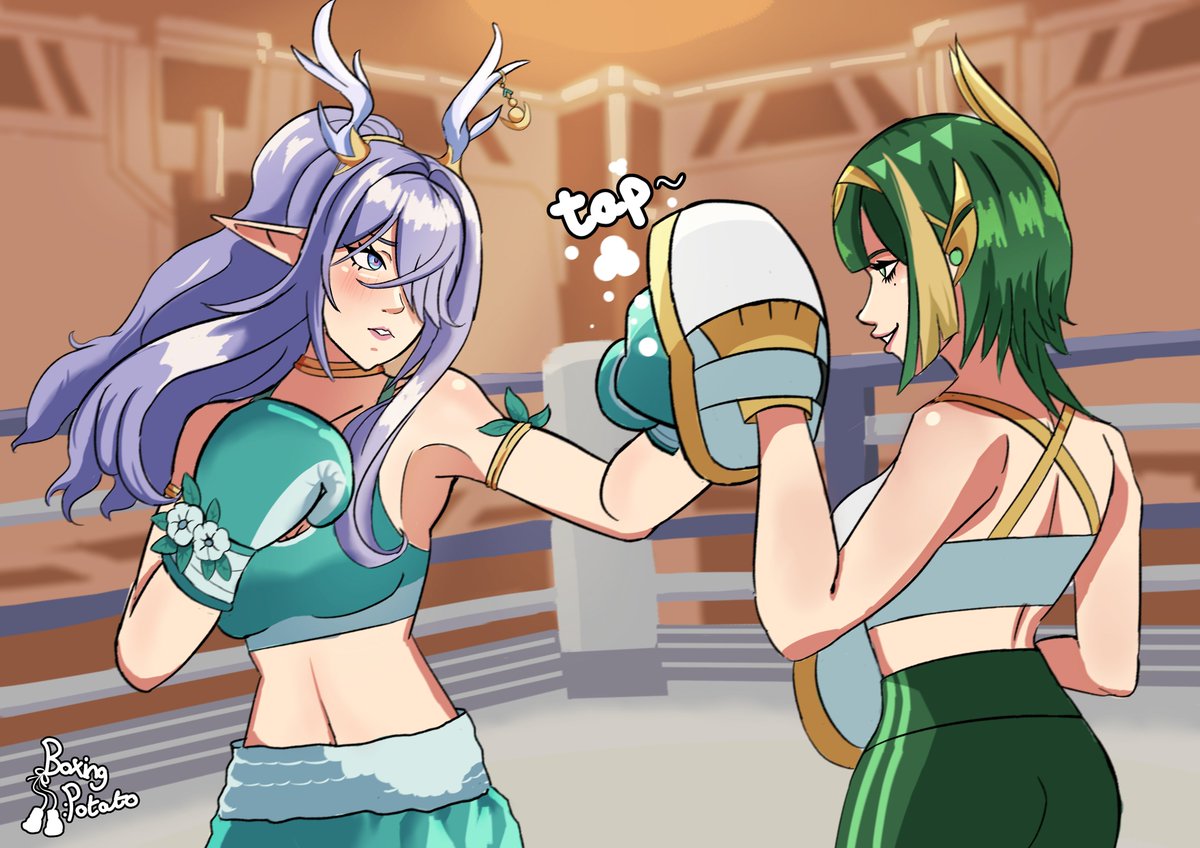 PotatoBoxing's tweet photo. Nefer helps Lauma learn how to box~ https://t.co/m2lMVnUtki