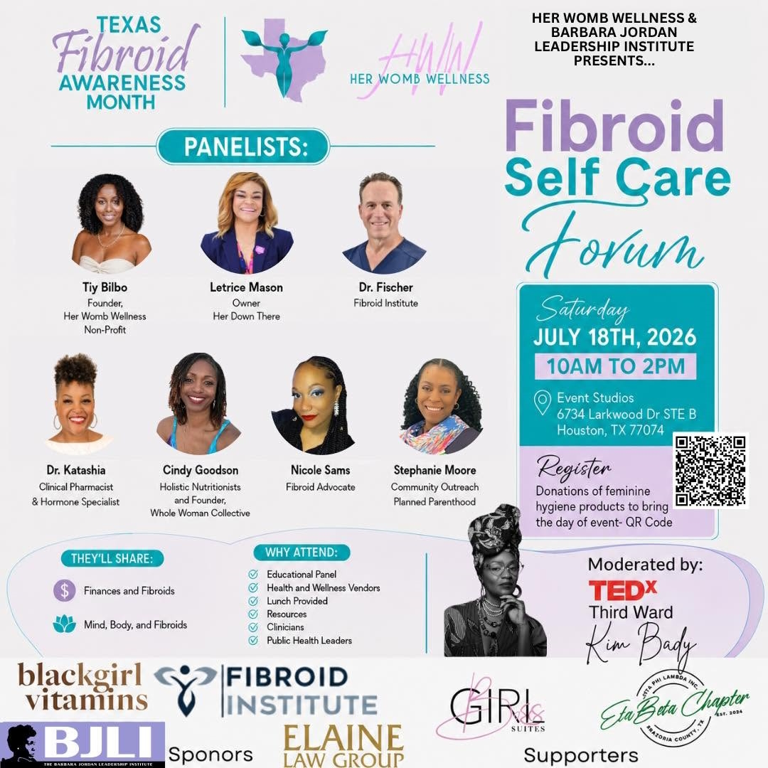 FibroidFreeMD's tweet photo. 💙 Questions about #Fibroids? Attend #FibroidAwarenessMonth Self-Care  Forum FREE community event! 7/18/2026 10:00 AM – 2:00 PM, Event Studios.  https://t.co/KXeZlV2adP #FibroidAwareness #HoustonTX https://t.co/3xeM0sFkLK
