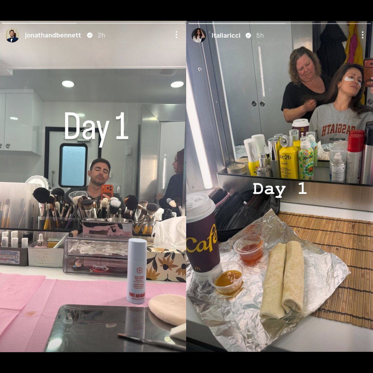 PinkSunsetxo's tweet photo. Jonathan Bennett &amp; Italia Ricci both posted "Day 1" today from the set of their Hallmark Countdown To Christmas movie currently titled Single At The Wedding where Italia plays the sister and new comer Jonathans love interest Graham Parkhurst 🎄🌈

📸 Jonathan Bennett/Italia Ricci https://t.co/envIH2tBKs