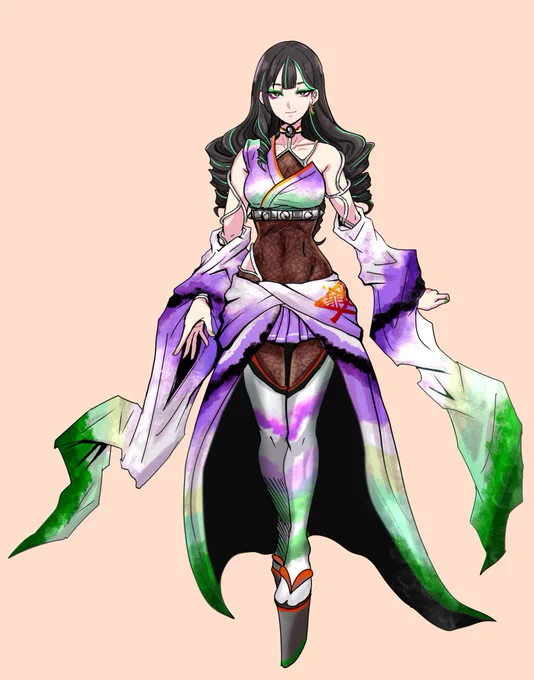 イマジナリのフローライト=サン 急に和服縦ロールの神が降りてきたのでそうしました #ウキヨエ #イマジナリフリー発信部門 #ニンジャスレイヤー #イマジナリフリー