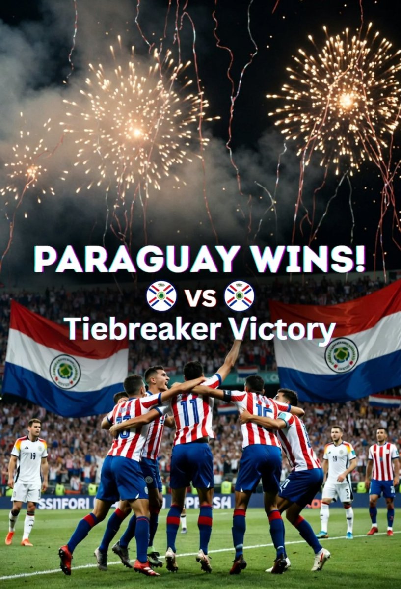 bestsports_mag's tweet photo. 🇵🇾 PARAGUAY WINS THE TIEBREAKER! 🔥
What a night for the Guaraníes!
They hold their nerve and knock out Germany in a thrilling showdown! 💪⚽
History made in the tiebreaker!
Who saw this coming? 🇵🇾❤️
#PARvsGER #Paraguay #Tiebreaker #Football https://t.co/B93gqKEVE2